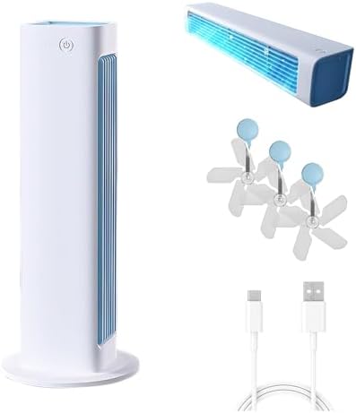 Portable Kitchen Cooling Air Conditioner, 3 Speeds with Air Conditioner Wind Deflector, Turbo Compression Cooling, USB Rechargeable Suitable for Kitchen, Bedroom and Living Room (white)