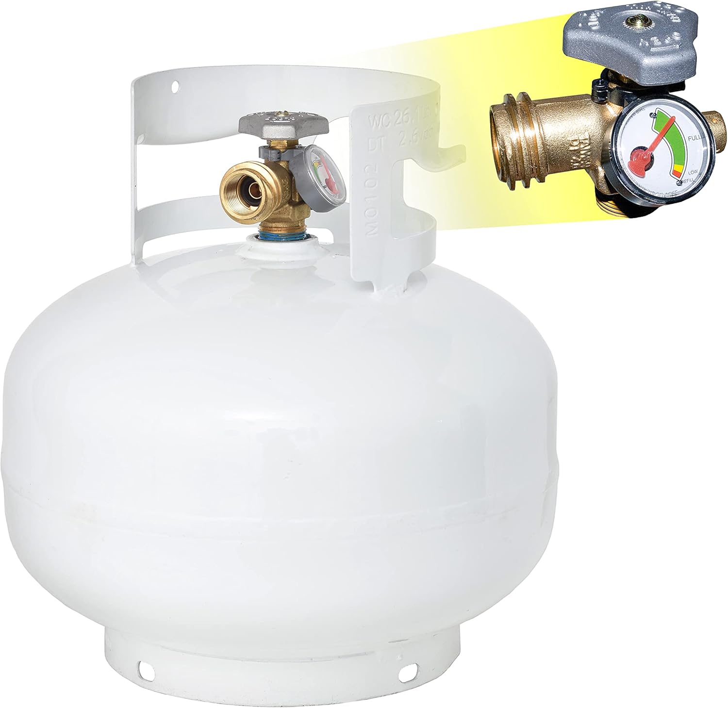 Flame King YSN11SQT 11 Pound Propane Tank Cylinder Squatty with Type 1 OPD Valve, White