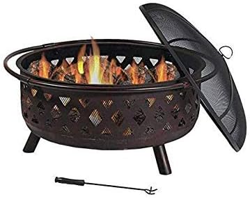 Outdoor Fire Pits 36 Inch Large Bonfire Wood Burning Patio & Backyard Firepit for Outside with Spark Screen, Fireplace Poker, and Round Cover