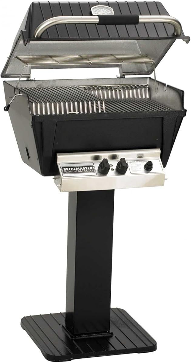 Broilmaster P4-xf Premium Propane Gas Grill On Black Patio Post