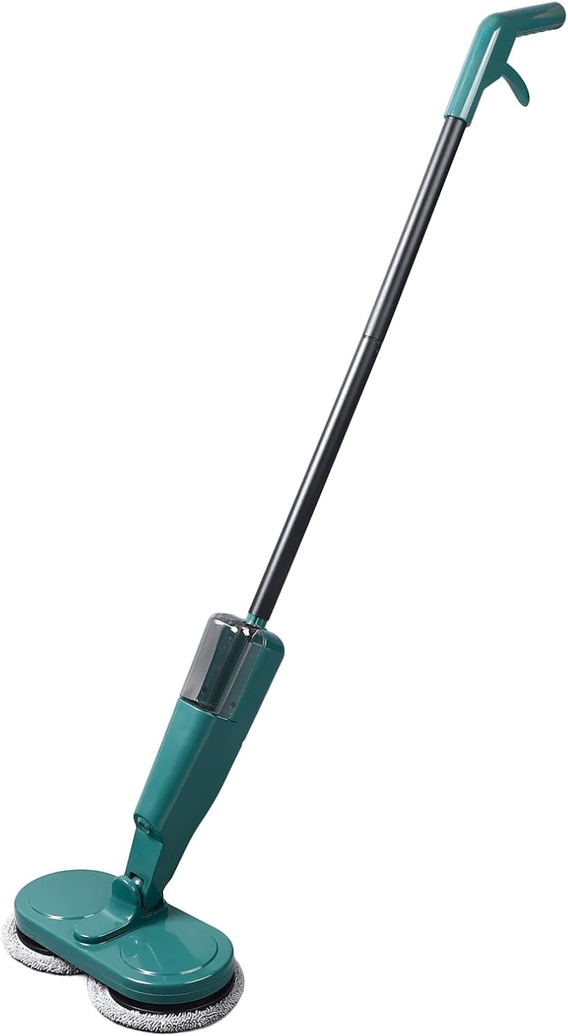 Electric Mop for Floor , Lightweight Electric Spin Mop with Water Sprayer, Cordless Spin Mopper Motorised Mops, Rechargeable Floor Scrubber for Hardwood Tile Floors (Green)