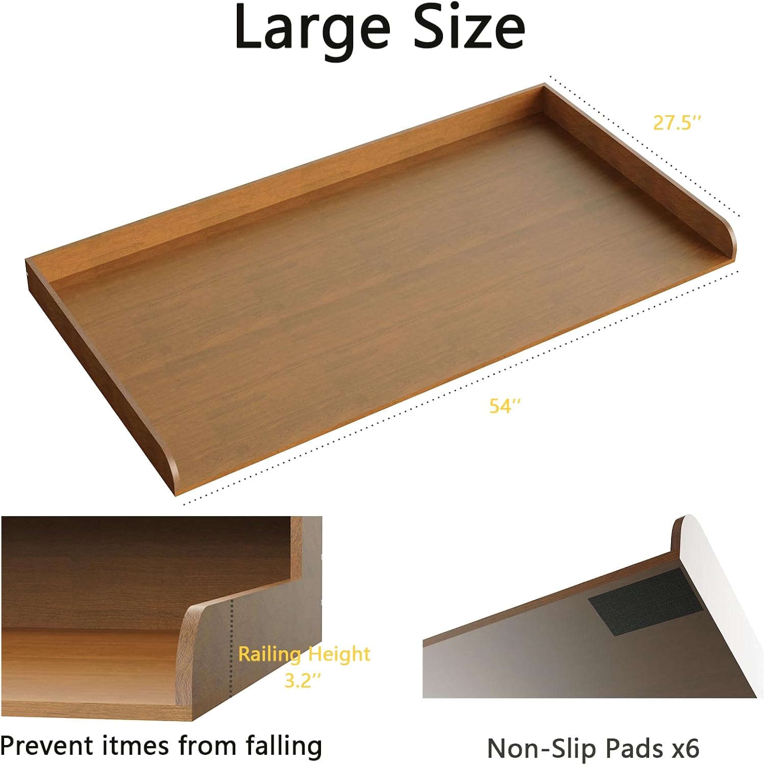 Fabuday Wood Washer Dryer Countertop for Laundry Room - 54'' W x 27.5'' D x 3.2'' H Laundry Counter Table for The Top with Edge, Storage and Organization Over Washing and Dryer, Satin Walnut Finish