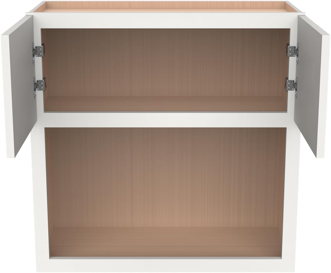 Solid Wood RTA Wall Microwave Cabinet with Open Shelves – Shaker Style, Space-Saving Kitchen Pantry Storage, Durable and Versatile Wall-Mounted Organizer (NT-Origami White, 30