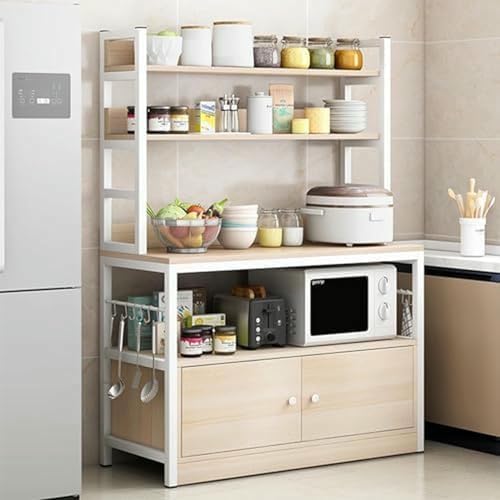 Freestanding Multi-Layer Kitchen Floor Cupboard，Microwave Storage Stand,Kitchen Organizer Shelf, Kitchen Utility Microwave Oven Stand Storage Shelf Industrial Kitchen Baker's Rack Free Stand