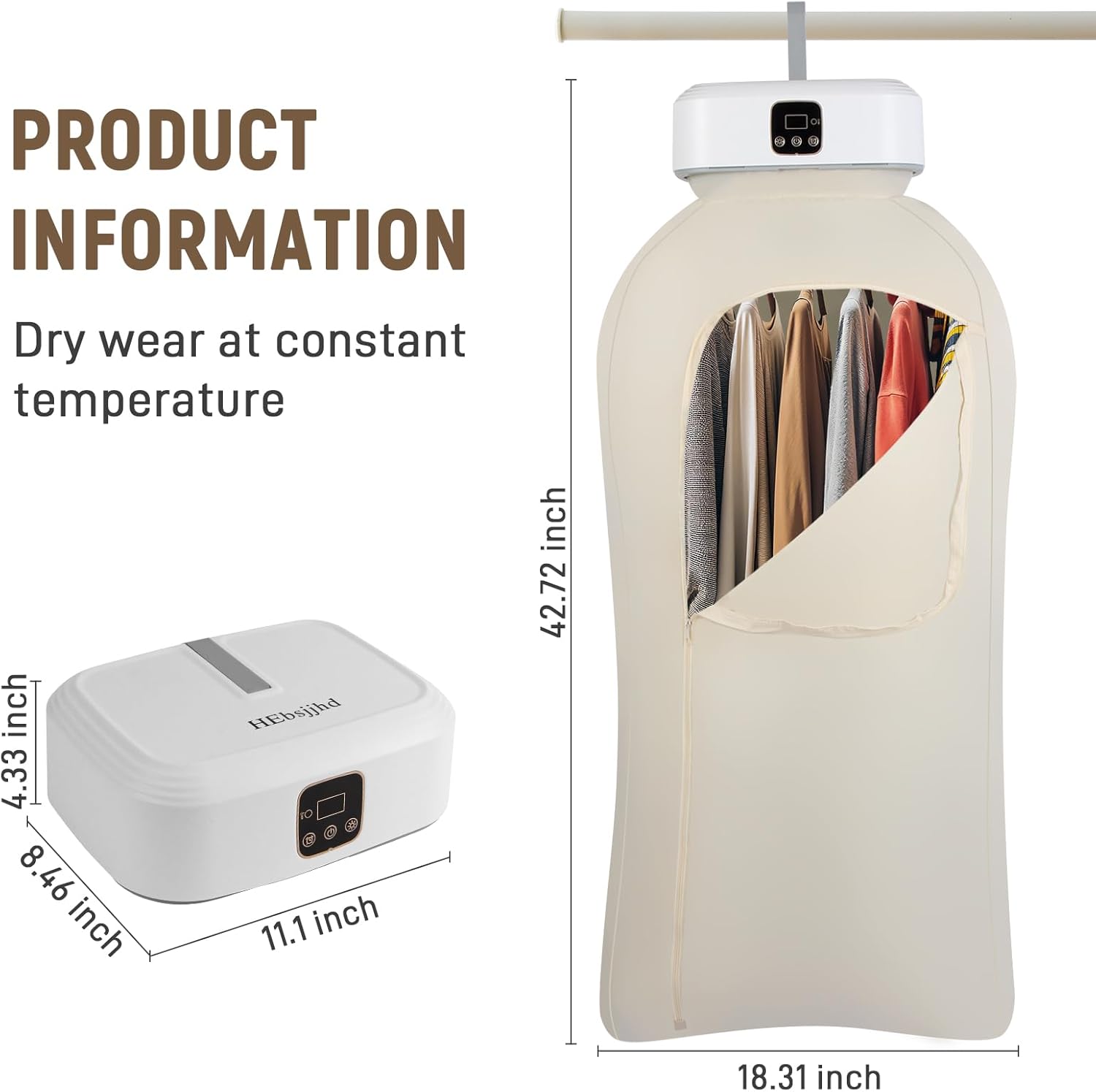 Portable Dryer With 480 Minute Timer Function 20 Minute Quick Drying Mini Dryer - a Compact Suitable for RVs, Apartments, Travel, Student Dormitories, equipped With a Drying Bag Remote Control