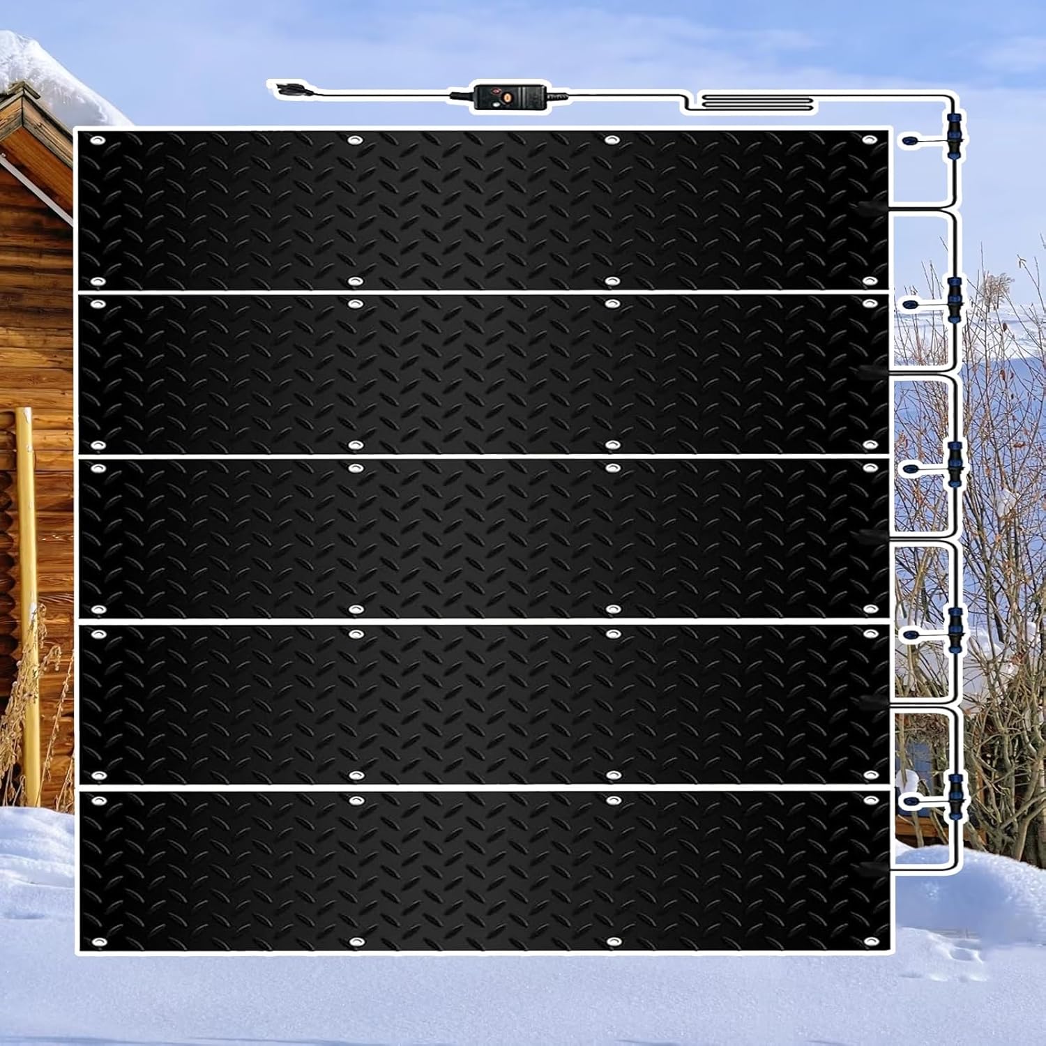 Heated sidewalk snow and ice melting mats, 1/2/3/4/5-piece snow melting sidewalk mats, outdoor non-slip snow melting mats, driveway snow melting stair mats, suitable for sidewalks and decks(5 Pcs,30x6