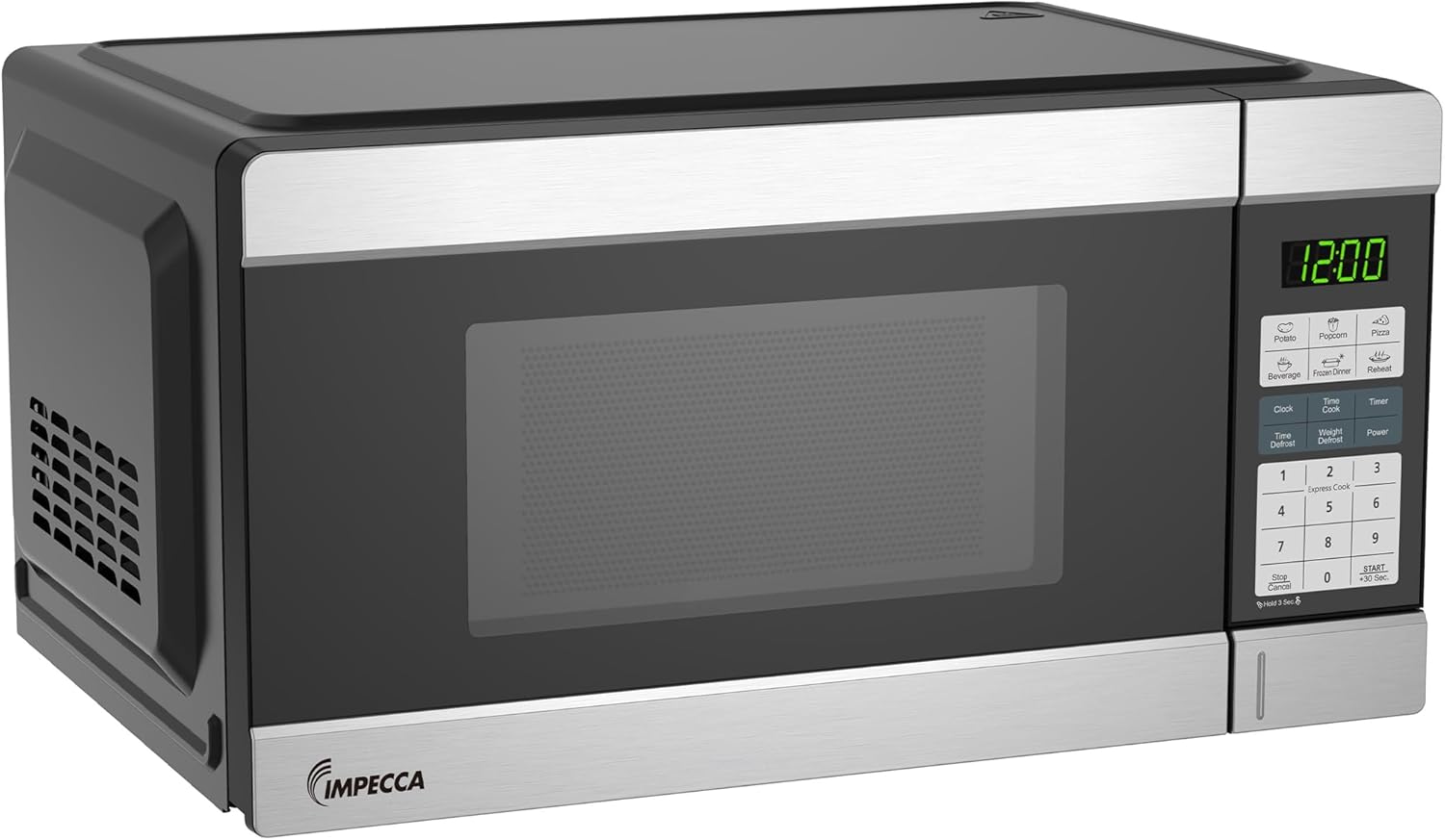 Impecca Countertop Microwave 1000 Watts, 1.1 Cu. Ft - Microwave Oven with LED Light & Child Lock - 6 one-Touch Menus, 10 Power Levels, Perfect for Apartments and Dorms - Easy Clean, Stainless Steel