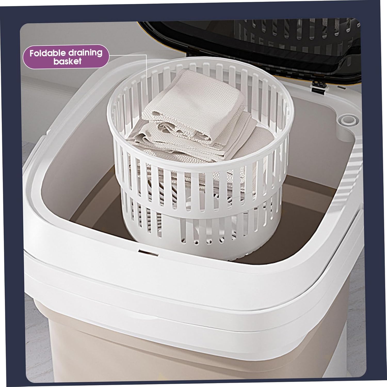 Portable Washer 13L 3 Modes Foldable Mini Washing Machine with Drain Pipe Handle and Suction Cup Small Laundry Machine for Underwear Socks Baby Clothes