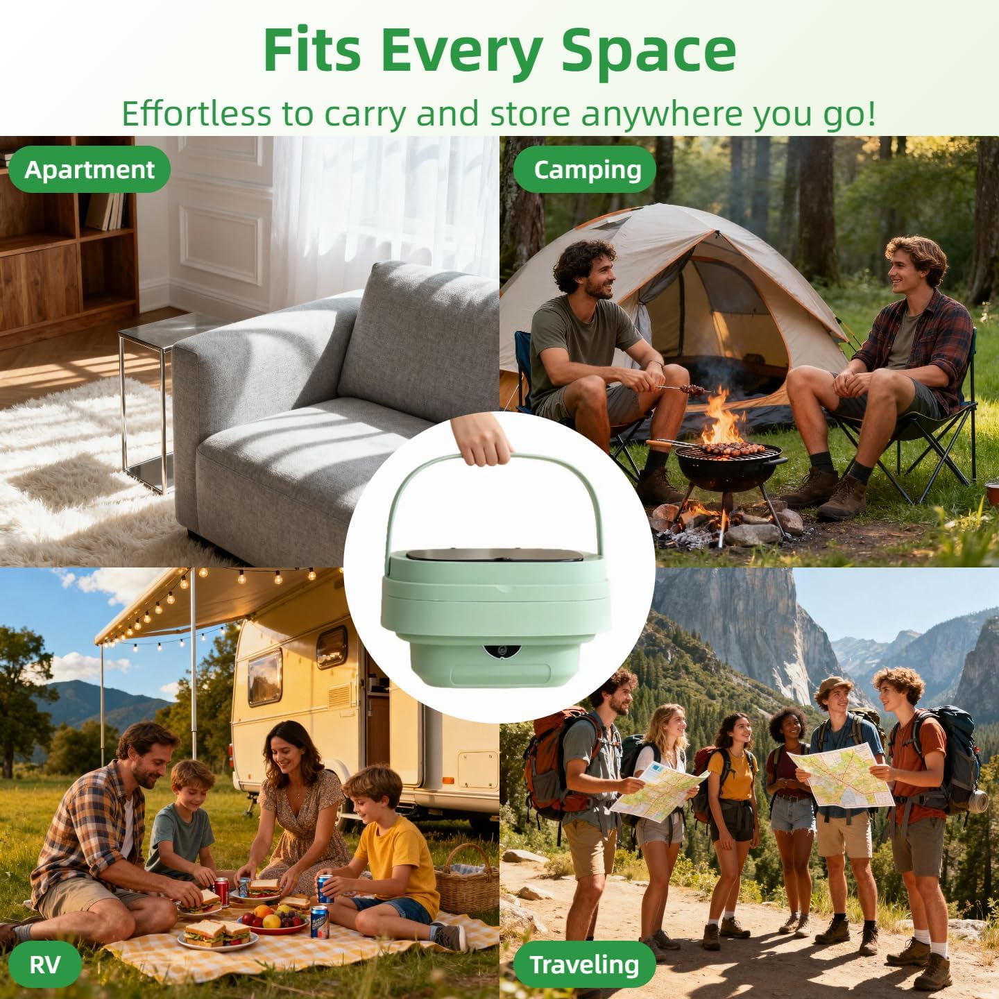 Portable Washing Machine,Mini Washer,16L Upgrade Mini Laundry Machine with Spin Basket,Deep Clean Baby Clothes,Underwear,Socks,Small Pet clothes; Ideal for RV, Dorm, Camping(Green)