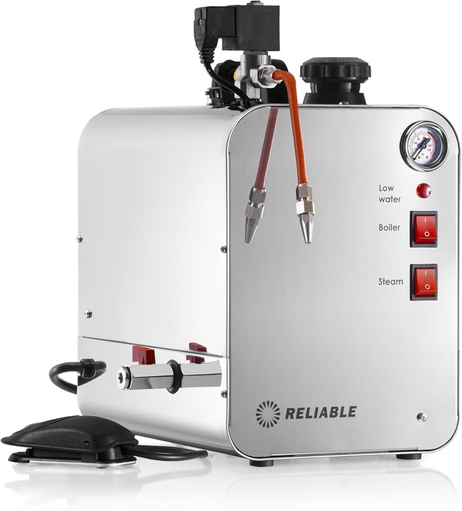 Reliable 6000CJ Stainless-Steel Jewelry Steam Cleaner, 1.25-Gallon, 60 PSI-4.1 BAR, Low Water Light Indicator, 12-Gauge Heavy-Duty Wiring, 6 Hours of Continuous Steam, Blow Down Valve, Pressure Gauge