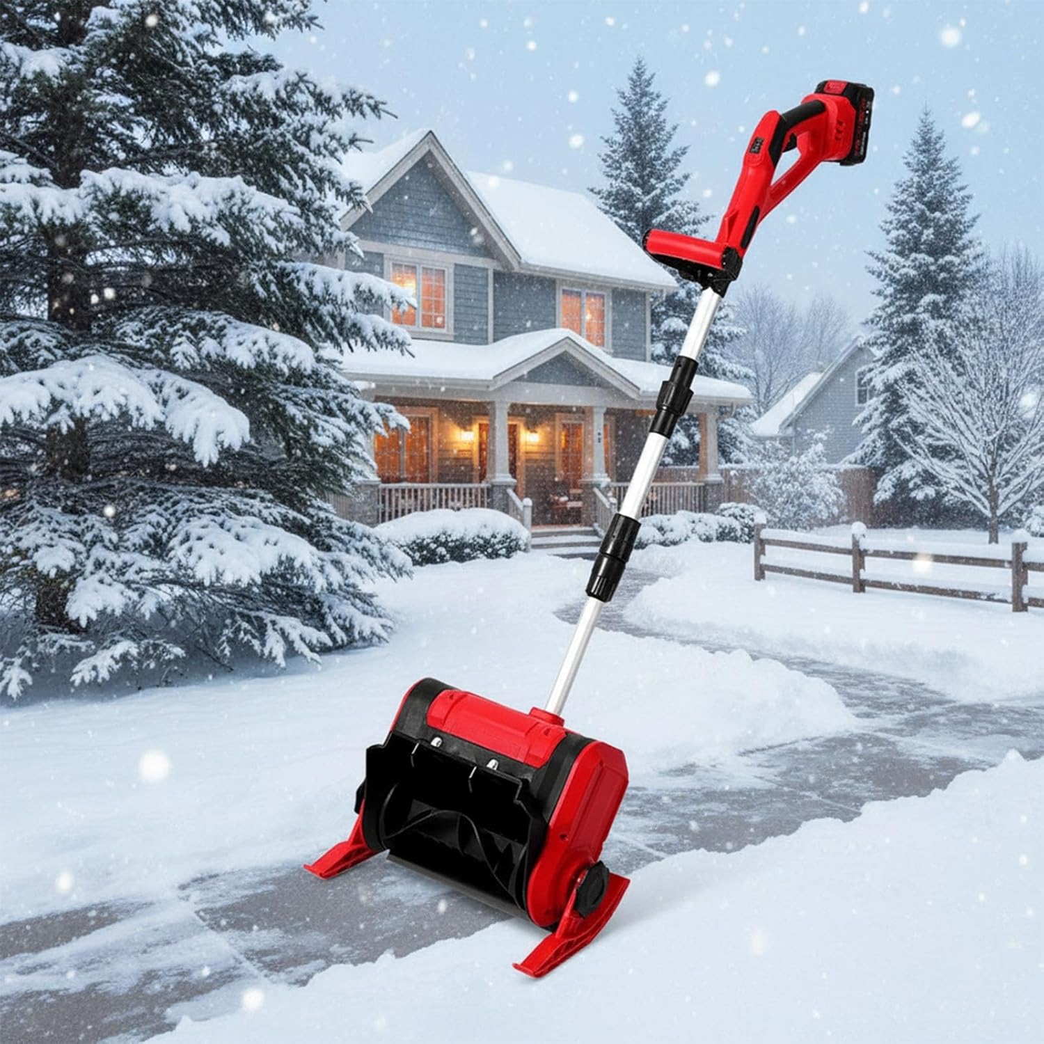 Electric Snow Shovel, 12-Inch Cordless Snow Blower with Adjustable Handle, Can Work Continuously for 1 Hour & Charger, Lightweight Snow Removal for Deck & Patio