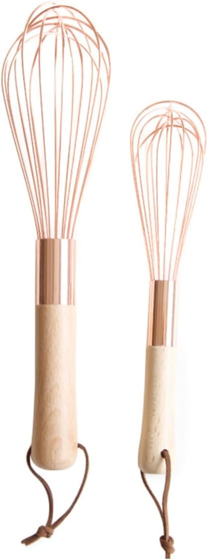 Manual Egg Beater Wood Handle Stainless Steel Egg Blender for Cooking Gadget