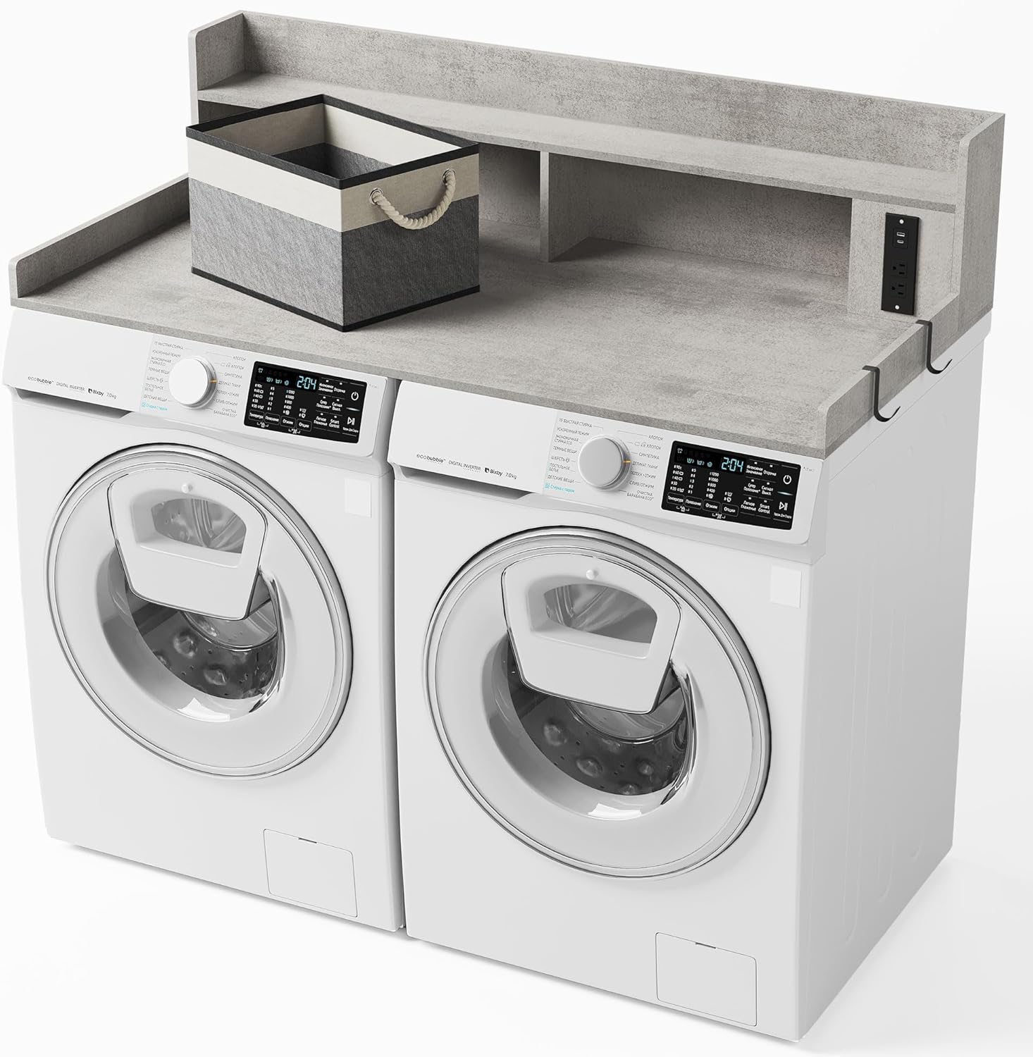 Upgraded 2-Tier Washer and Dryer Countertop with Power Outlet,54