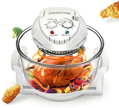 12L Convection Roaster Air Fryer Oven Turbo Electric Cooker Recipe 360° Heating,Infrared Convection, Halogen Oven Countertop, Cooking, Stainless Steel, Prepare Quick Healthy Meals White