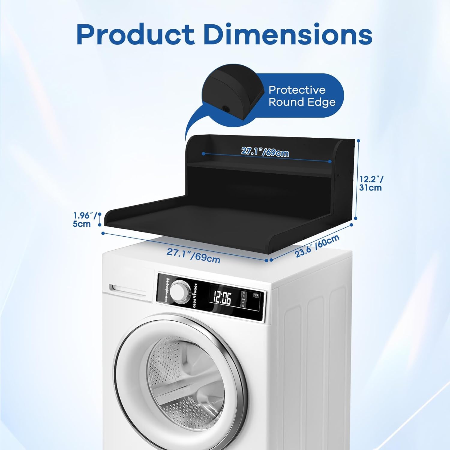 Countertop Washer and Dryer Protector - Wooden Top Cover for 27.1