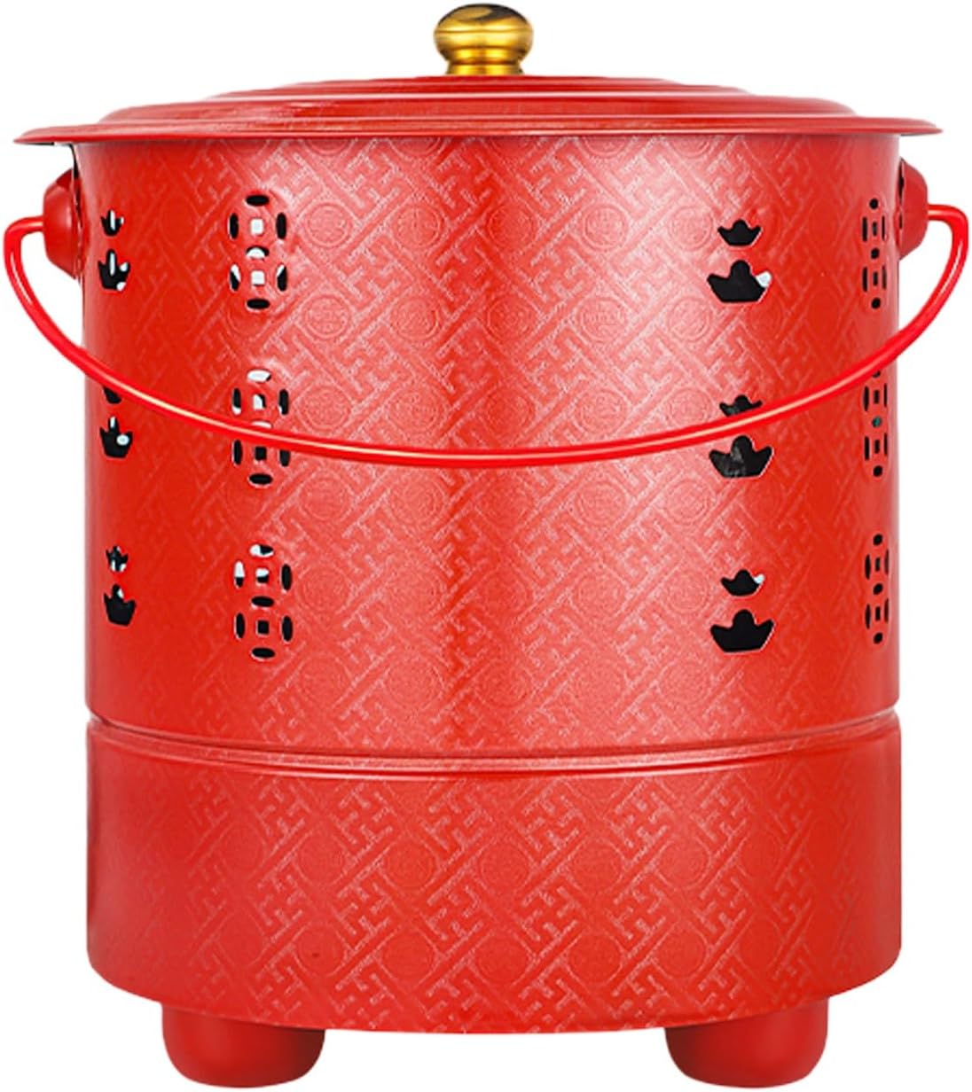 Incinerator, Galvanized Trash can, Metal Fire Pit, Including Tripod, Fire Hook, Inner Liner, for Leaves, Trash, Camping, Bonfire(Red)