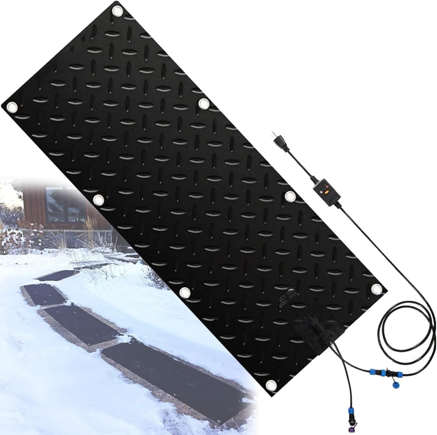 Heated Snow Melting Mats for Entrances - 1/2/3/4/5 pcs Snow , doorways, sidewalks, non-slip snow melting mat, snow melting mat for increased traction, outdoor snow removal in winter(1 Pcs,30x90cm/12x3