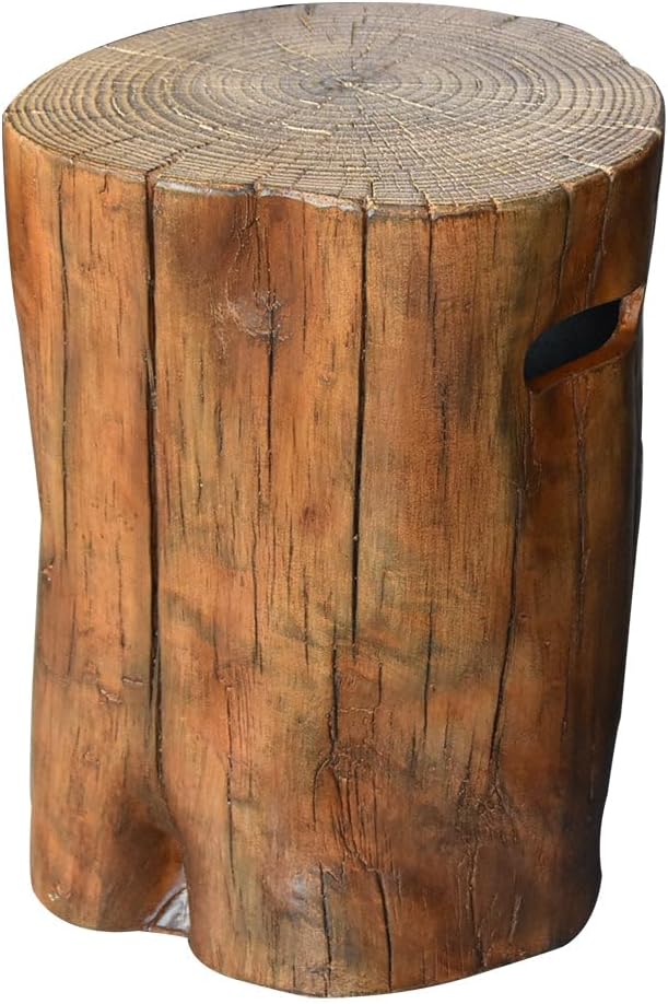 Elementi Manchester Redwood Propane Tank Cover Fire Pit Round 19 in. Concrete Side Table Fits Standard 20 Pound Propane Tank Hideaway Table