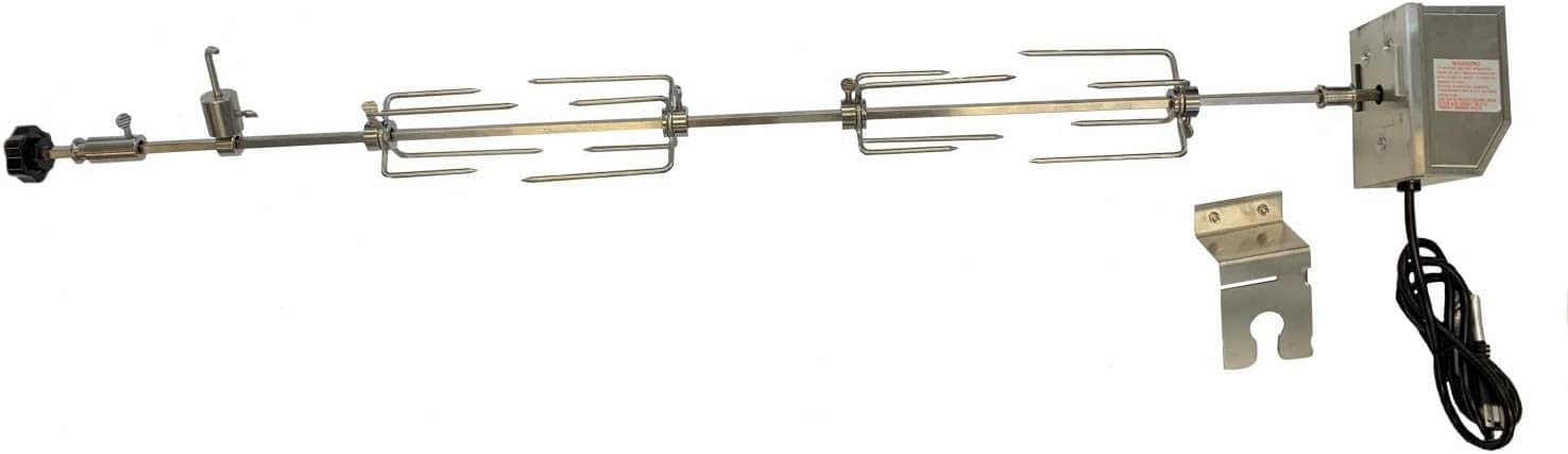 Mont Alpi 805 Stainless Steel Heavy Duty 44 inch Electric Motor Portable Deluxe Barbecue Rotisserie Grill Kit - Hexagon Spit Rod - 120V 4 Watt 60Hz - Holds up to 25 lbs - Fits All 805 Grills - MAROTIS