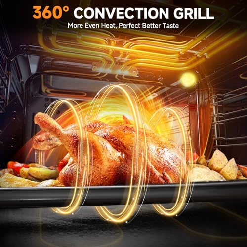 Wall Ovens 24 inch Electric, AMZCHEF 24 inch Wall Oven, 2200w Single Wall Oven with 6 Cooking Modes, 2.5 Cu.Ft. Electric Wall Oven, Convection Oven with Mechanical Knobs Control, Stainless Steel