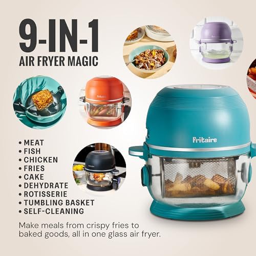 Non Toxic Air Fryer™ - Glass AirFryer 5 Quart w/ 360 Visibility, Self-Cleaning, 400F Vortex Air Fryer for Even Cooking, BPA-Free Teflon Free, 9-in-1 Functions, Rotisserie, Roast, Bake, Black