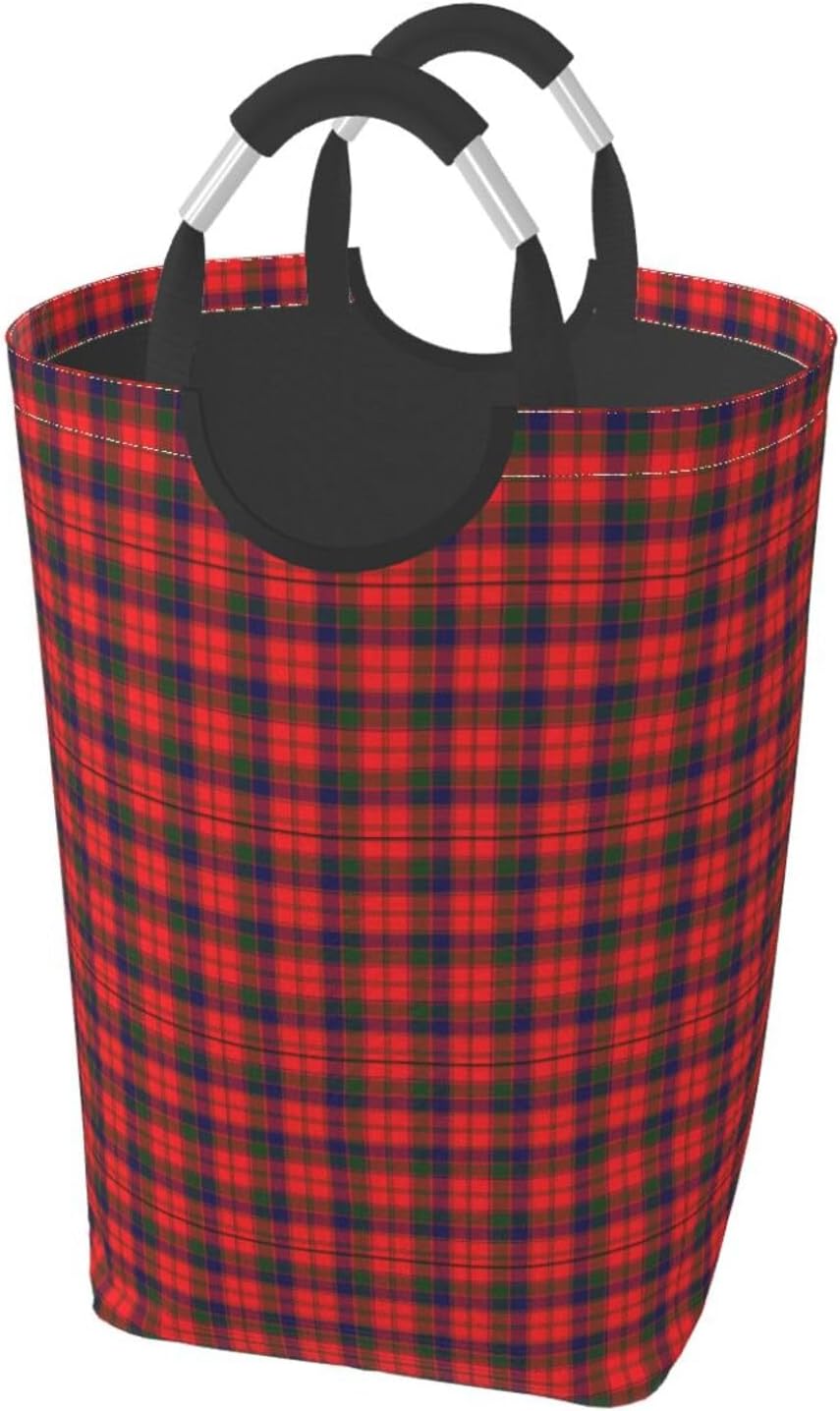 Clan Robertson Tartan 50l Collapsible Laundry Basket With Soft-Grip Handles -Foldable Clothes Hamper, Space-Saving Storage For Home, Dorm & Rv