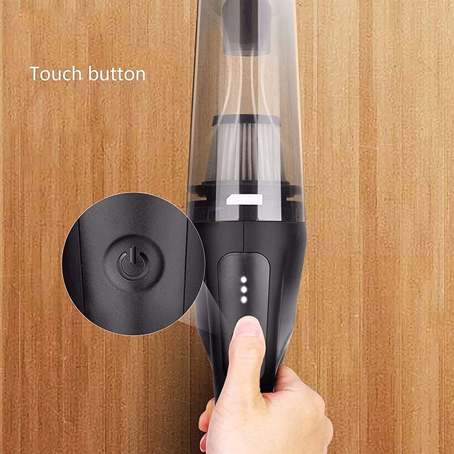 Handheld Vacuum Cleaner, Cyclone Handheld Vacuum Cordless and Powered by Strong Motor, Quick Charging Tech, Replaceable HEPA Filter Meet Various Needs in Vehicle & House Energy (Black)