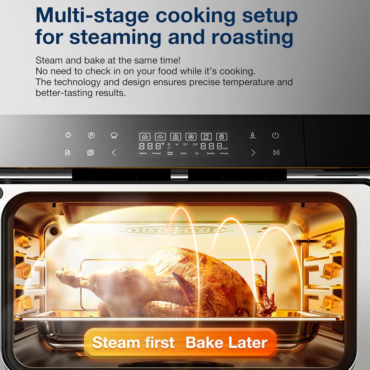 ROABM Toaster Oven Air Fryer Combo R-BOX Pink, 23QT Countertop Convection Steam Oven, Rapid Steam, Bake, Air Fry, Broil, Dehydrate, Defrost, Ferment, Steam Self-Clean, Touchscreen Control