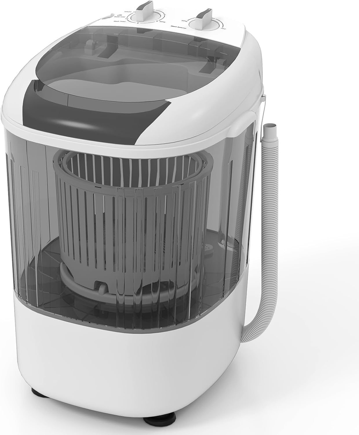 Giantex Portable Mini Washing Machine, 5.5 lbs Capacity Small Compact Laundry Washer with Spin Tub & Drain Hose, Semi-automatic Washer Machine for Apartment Dorms RV Home (Grey)