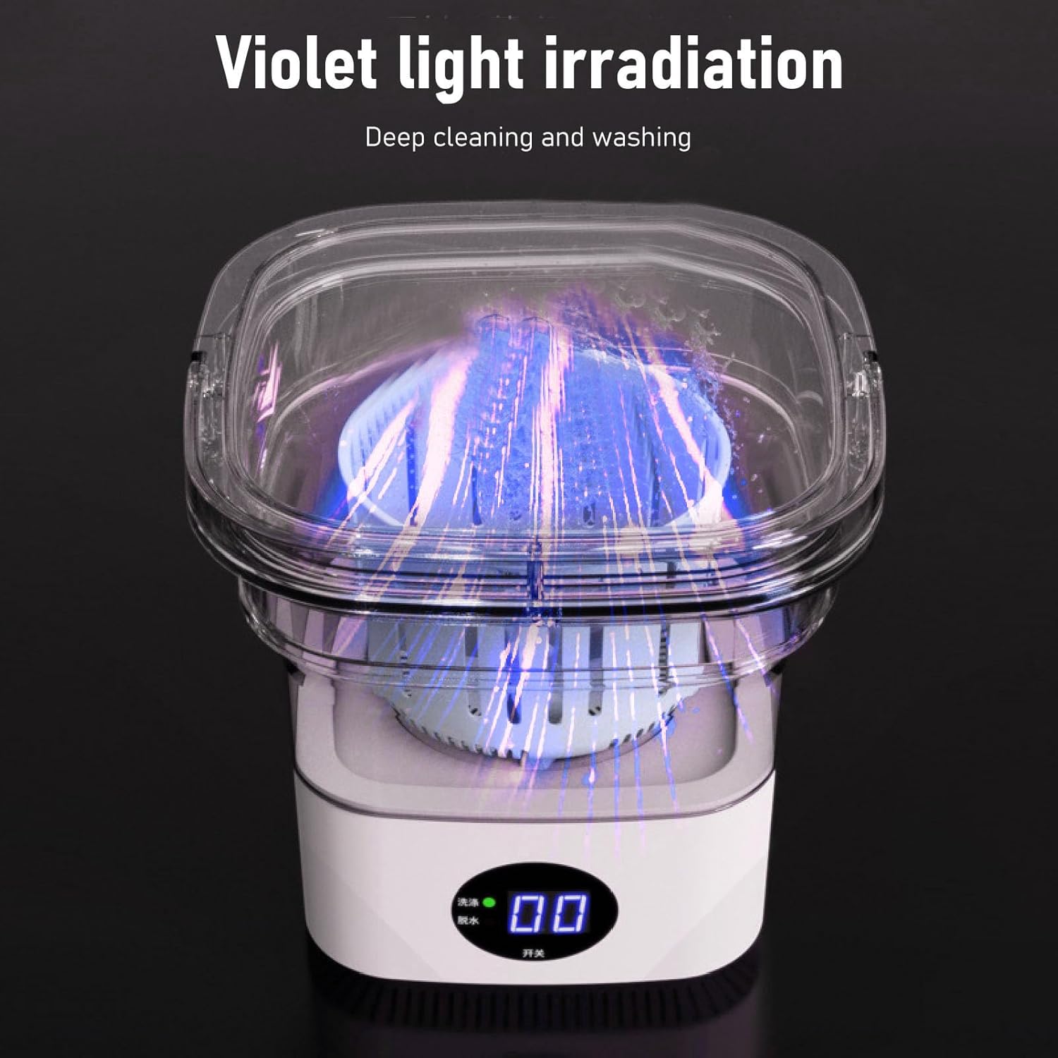 Portable Washing Machine, 6L Foldable Automatic Washing Machine, with LCD Panel Display, Built in Spin Dryer for Baby Clothes, Underwear Or Small Items, Apartment, Laundry Room, Camping(Pink)