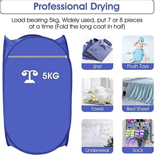Electric Clothes Dryer 800W Portable Ventless Air Clothing Drying Machine Foldable Fast Garment Dryer for Home Dorm Travel US Plug 19.69 x 19.69 x 35.43 inch