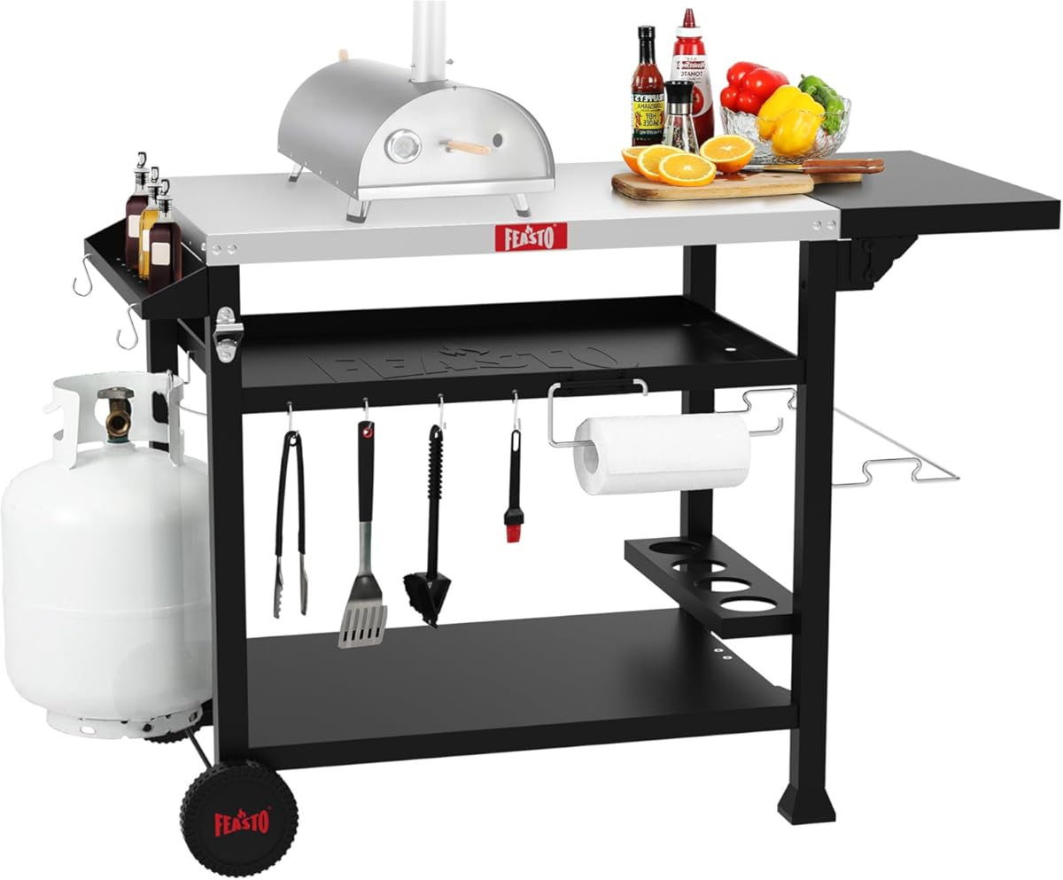 Outdoor Grill Cart, Pizza Oven Table Stand for Outdoor Indoor, 40