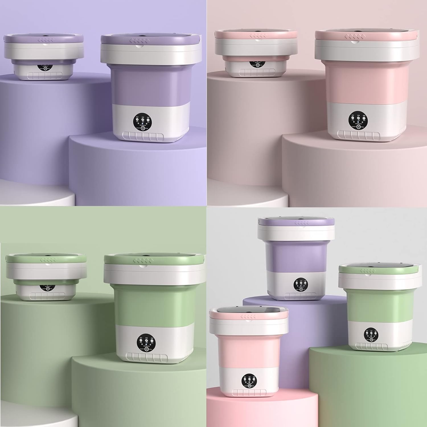 Portable Washing Machine-Mini, Foldable, Small Washing Machine with Drain Basket, for Apartment, Laundry, Camping, Rv, Travel, Underwear, Personal, Baby (Color : Pink)