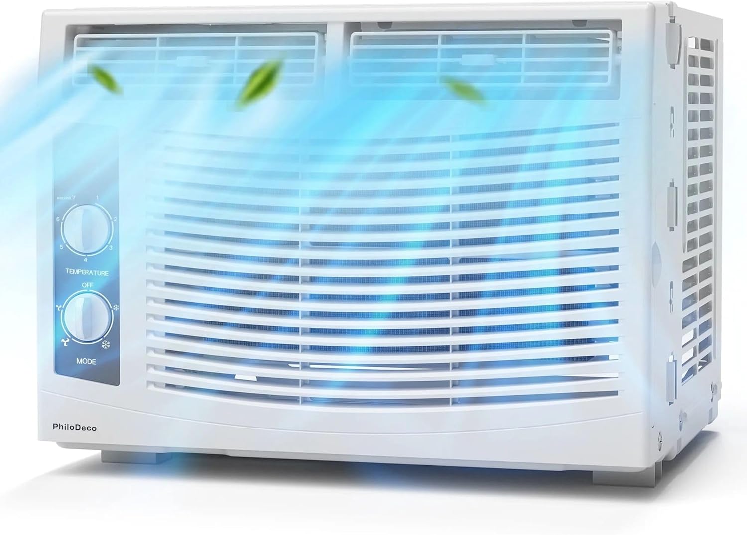 PhiloDeco 5000 BTU Window Air Conditioner Easy Cool - Capable of Cooling Up to 150 sq ft. 2 Fan Speeds, 4-Way Air Direction, Mechanical Control, Filter, for Small Room Air Conditioner, Small Ac Unit
