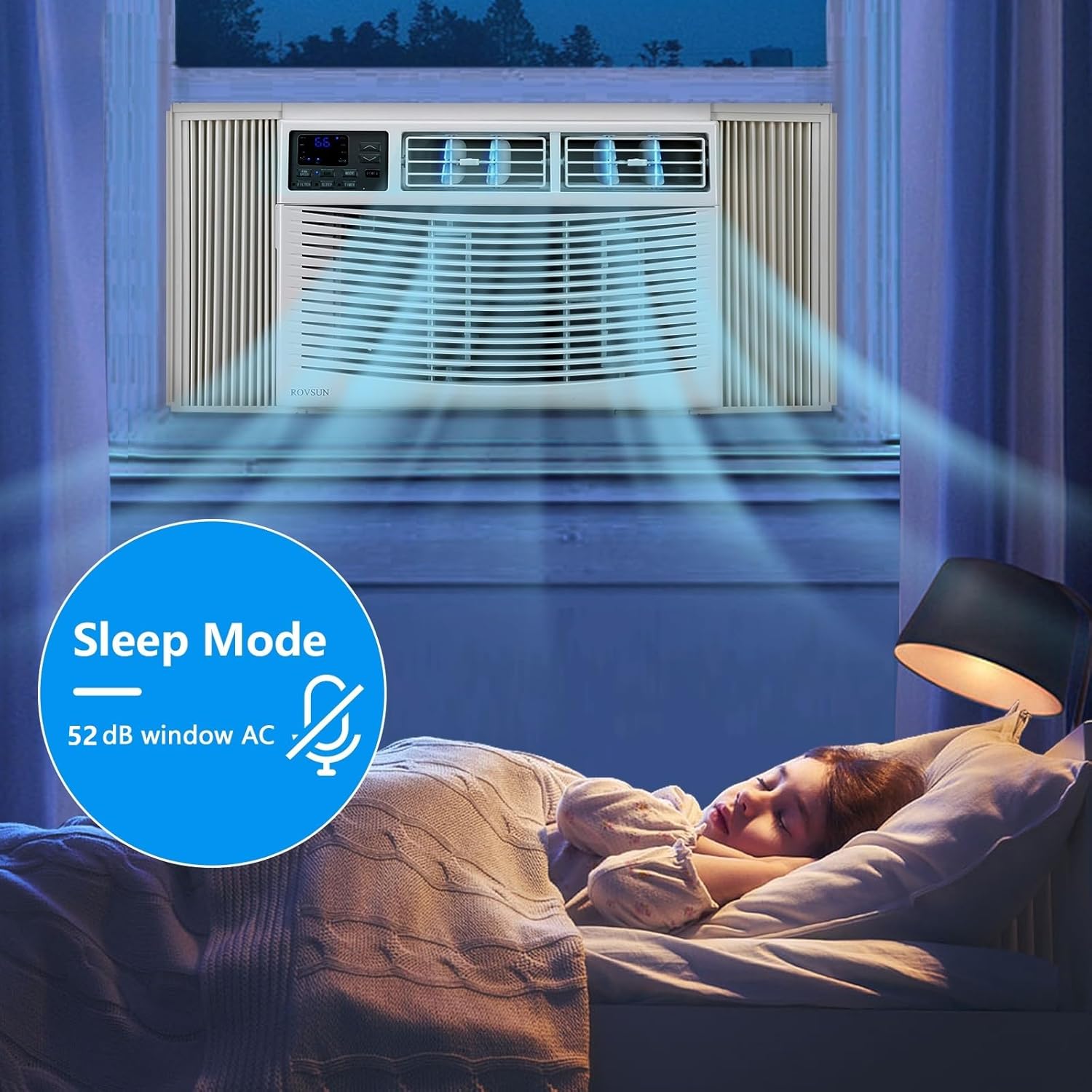 ROVSUN 8000 BTU Air Conditioner Window Unit with Heat, 4-in-1 Window AC Unit Cooler, Heater, Dehumidifier & Fan with Timer, Remote Control & Installation Kit for Rooms up to 350 Sq. Ft, 115V/60Hz