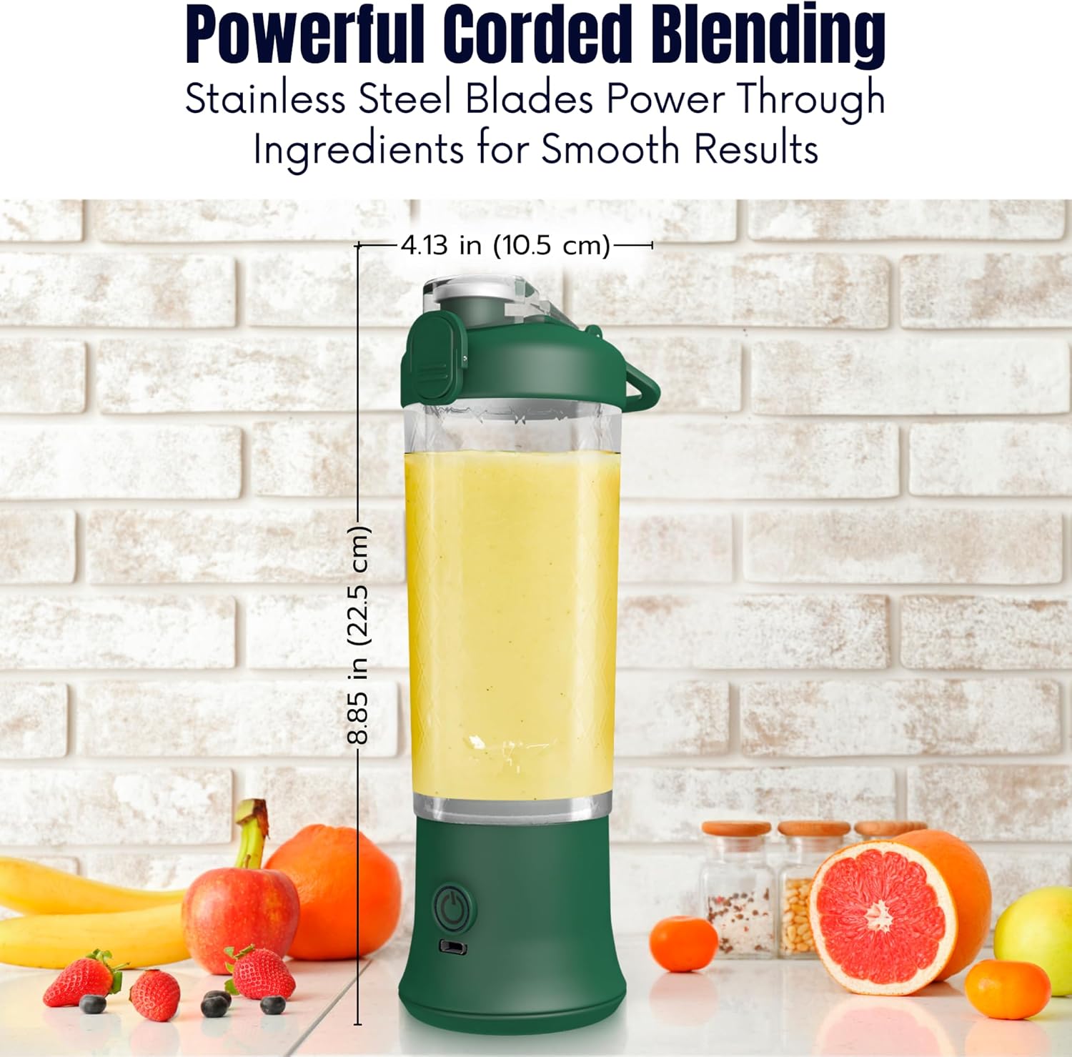 SSKAWorldwide Portable Blender - 21oz Smoothie Blender Rechargeable Small Blender with 6 Blades Personal Blender for Home Office Gym Sports and Travel (Green)