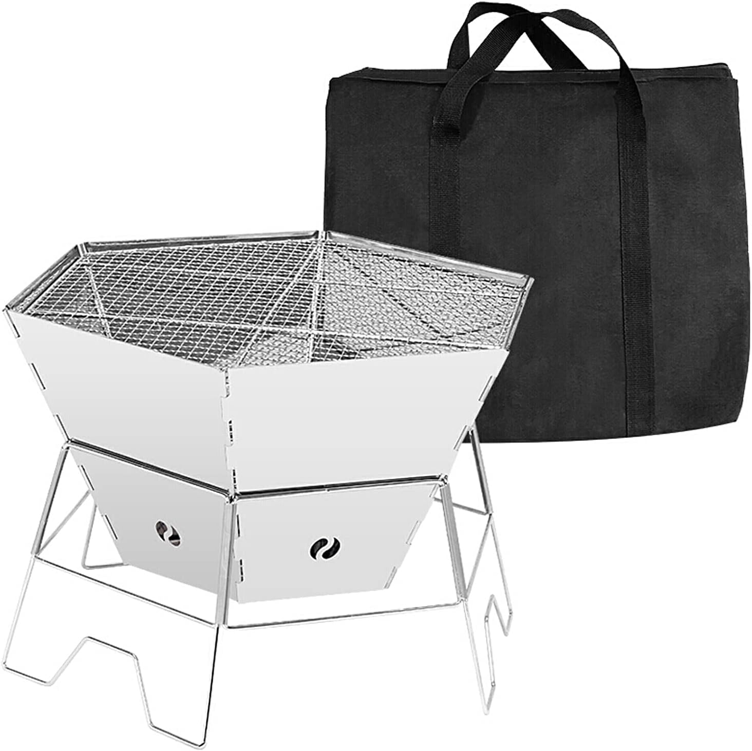 Charcoal Grill Outdoor Stainless Steel Folding Charcoal BBQ Grill Make Lightweight Steel Mesh Grill Camping Grill for Outdoor Camping Cooking Backpacking Party Camping Grill