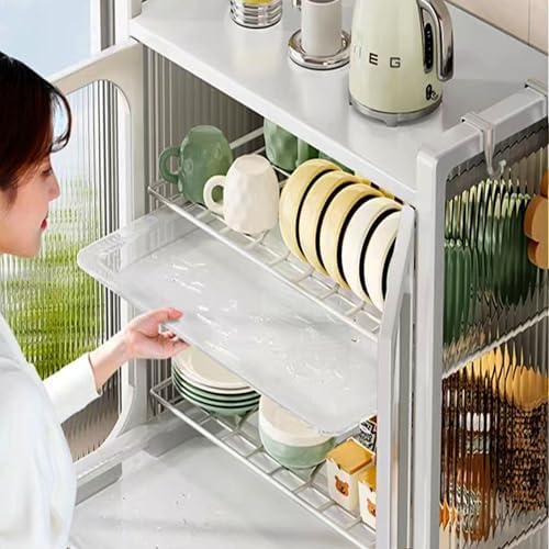 Kitchen Countertop Microwave Oven Rack, Microwave Stand，Microwave Shelf with Storage Cabinet,Suitable for Multifunctional Tableware Storage in Kitchens and Restaurants (White)