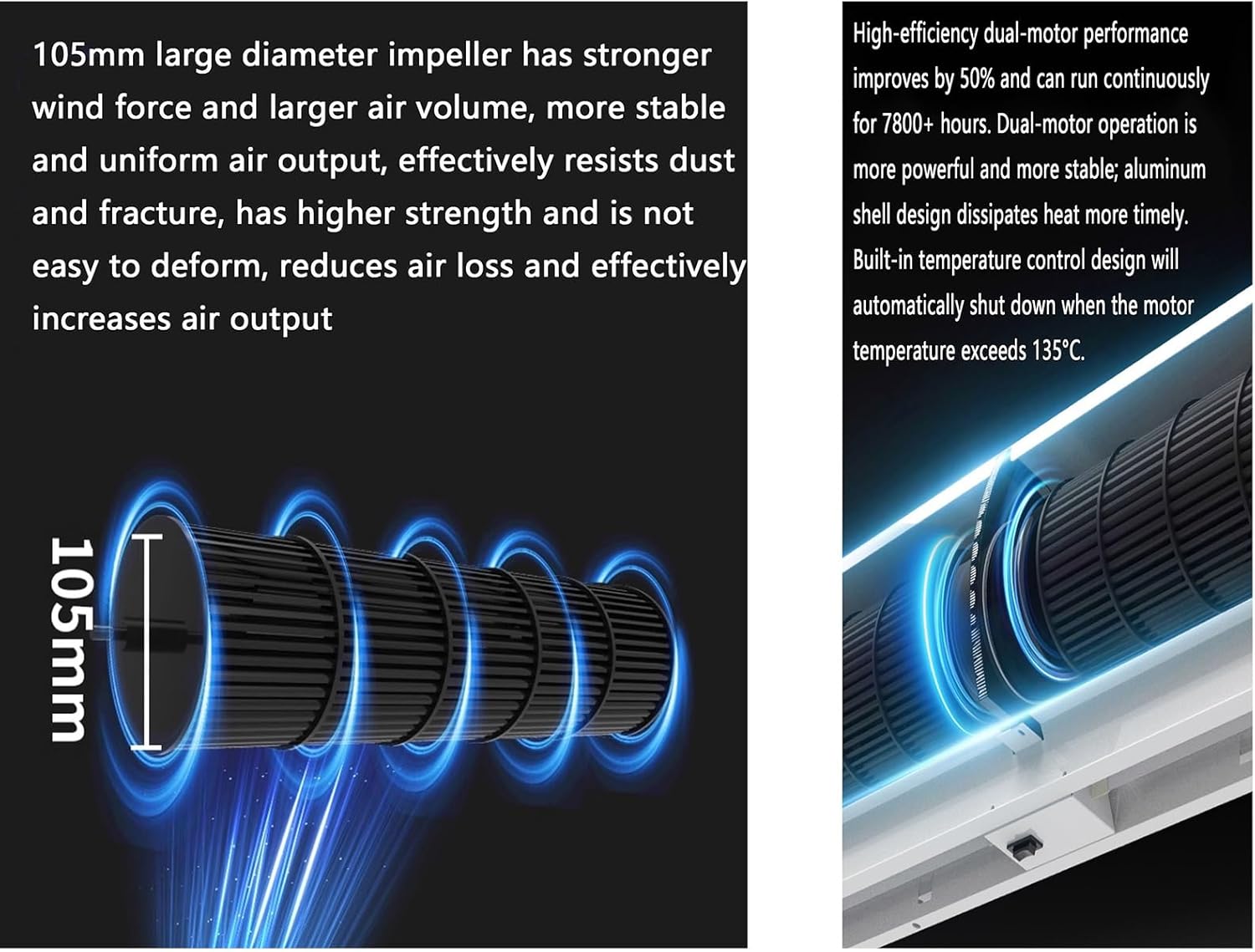 Black Strong Wind Commercial Air Curtain Machine with Remote Control, Elevator Car Shop Door Head, Efficient Wind Insulation(150cm(59inch))