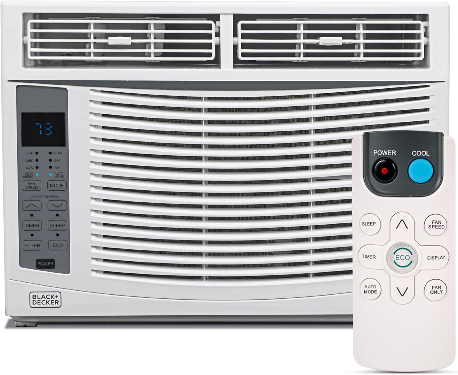 BLACK+DECKER Window Air Conditioner 6,000 BTU, AC Window Unit Cools Up to 250 Square Feet, Window AC Unit with Remote Control, 3 Cooling Speeds and Fan Only Function, BWAC06WTB, White