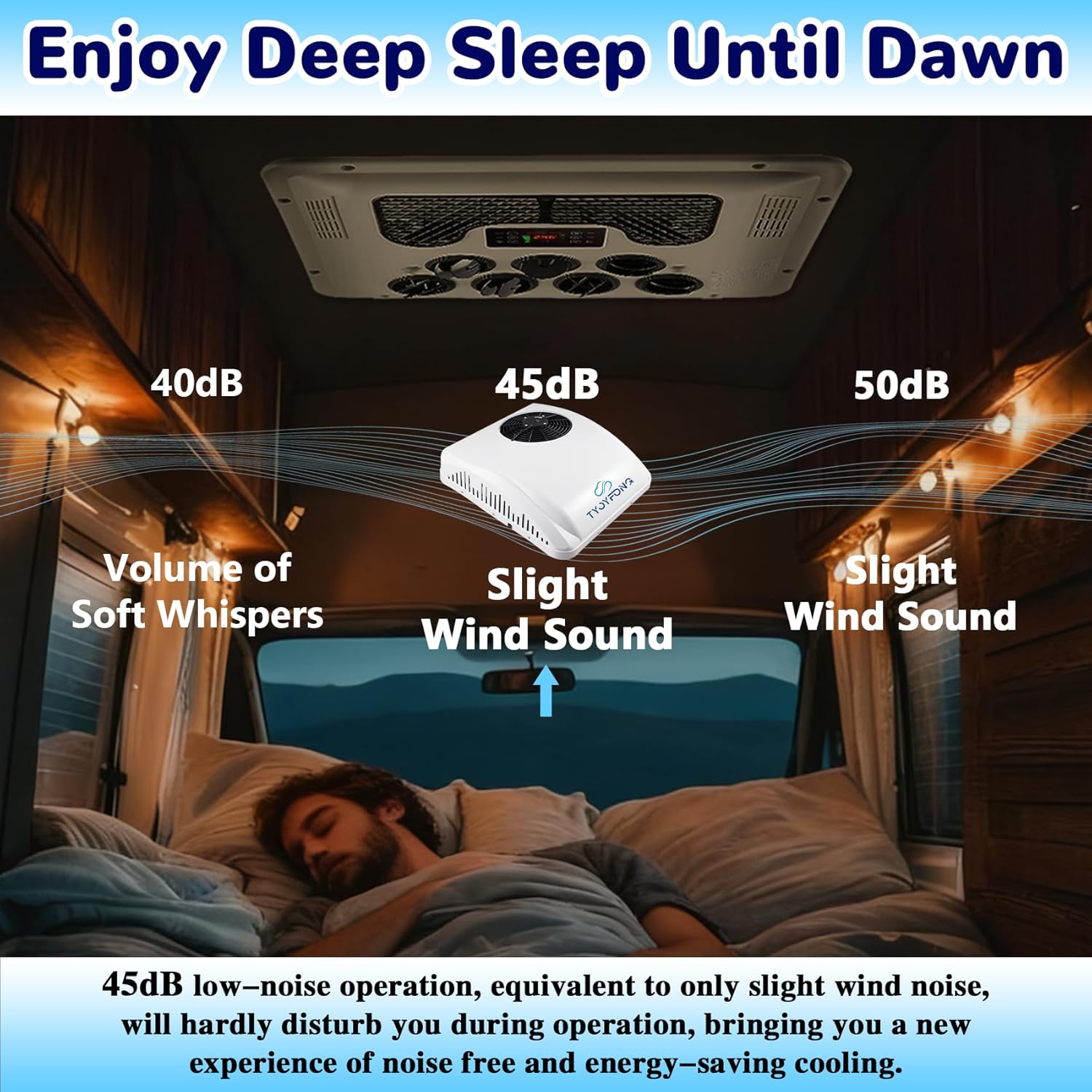 12V DC RV Air Conditioner 8500 BTU Ultra-Quiet AC, Fast Cooling and Heating Rooftop RV AC Unit, Easy Install Non-Ducted RV A/C Kit for RVs, Trailers, Campers, Truck (12V, Battery Powered)