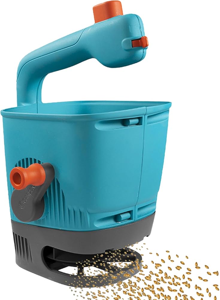 Handheld Grass Seed Spreader, Fertilizer Lawn Seed Spreader, Variable Flow Rate, Garden Fertilizer, Grass Seed, and Salt Planter.