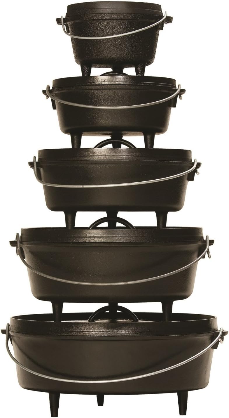 Lodge 8 Quart Pre-Seasoned Cast Iron Camp Dutch Oven with Lid - Dual Handles - Use in the Oven, on the Stove, on the Grill or over the Campfire - Black