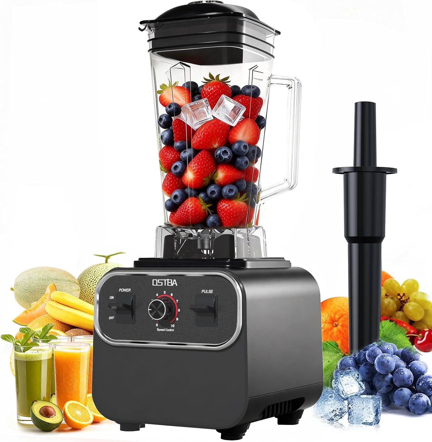 OSTBA Blenders for Kitchen with 68Oz, 1600W Blender for Smoothies, 10 Speeds BPA-Free Countertop Professional Blender for Ice Crushing, Frozen Fruits, Drinks, Self-Cleaning
