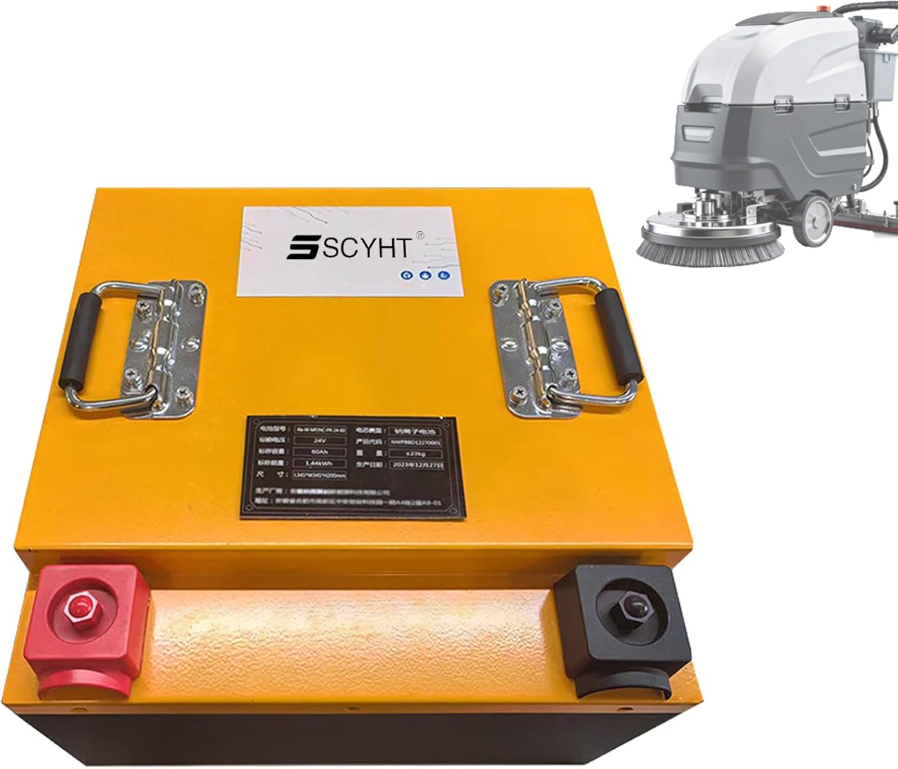 LiFePO4 Battery 25.6V Lithium Battery 100Ah Floor Scrubber Batteries 100Ah Replacement Batteries for Floor Sweeper with Handle and BMS for 250W - 2560W Motor Kit