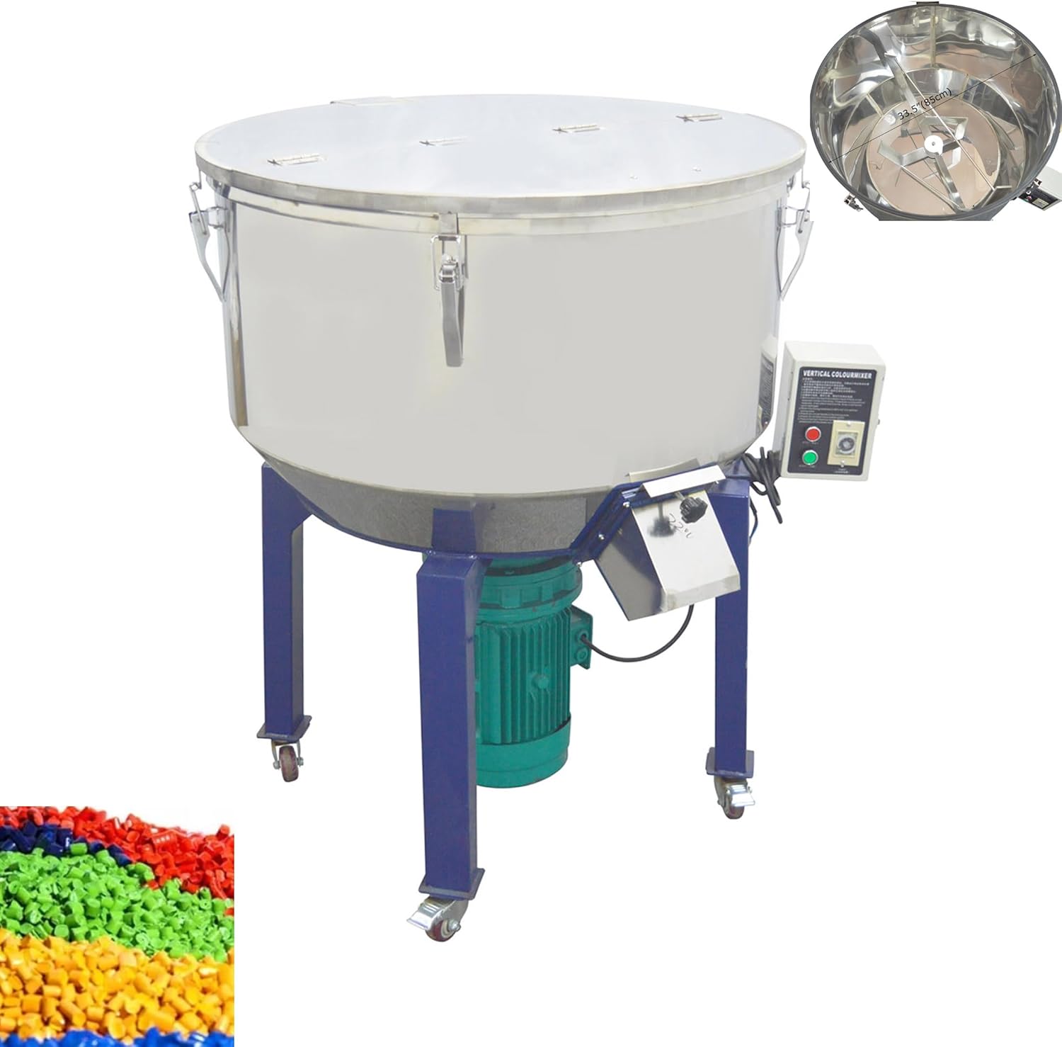 INTSUPERMAI Vertical Blender Drying Plastic Mixer Plastic Granules Power Blender Mixer Blending Machine 150kg Capacity Industrial Vertical Color Mixing Machine 220V