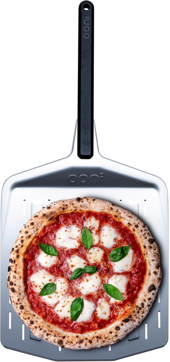 ooni 14” Perforated Pizza Peel – Long Handle Perforated Aluminium Pizza Paddle – Lightweight Pizza Turning Peel Outdoor Pizza Oven Accessories