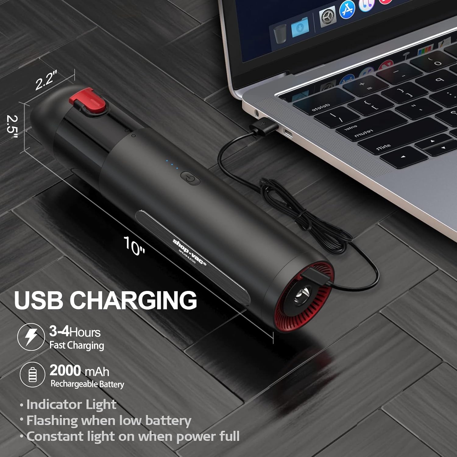 Shop-Vac Handheld Vacuum Cordless, 13000Pa Suction Power, 100W Brushless Motor, Mini Vacuum Cleaner with LED Light, Rechargeable Battery and Attachments, for Home, Office and Car