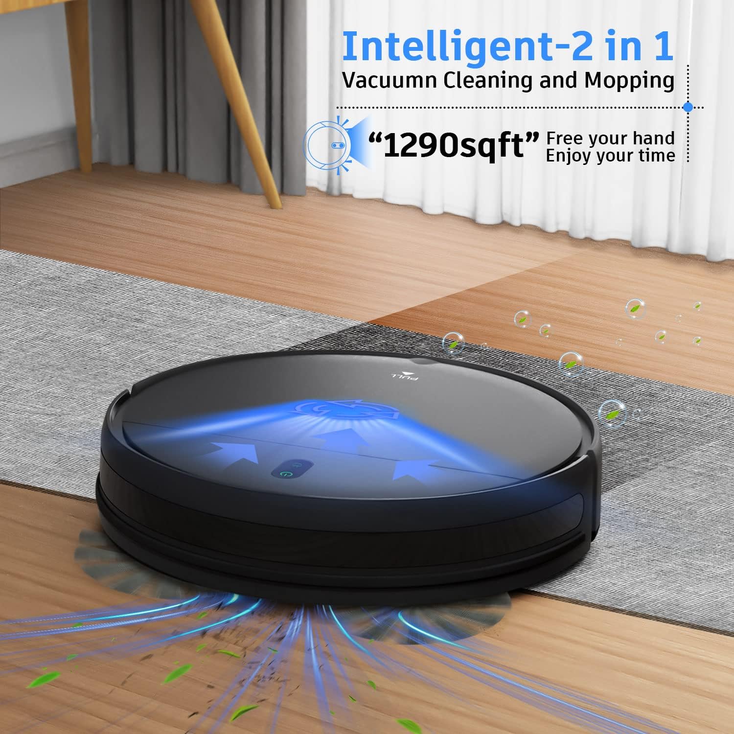 MAMNV Robot Vacuum and Mop Combo, 2 in 1 Mopping Robot Vacuum with Watertank and Dustbin, Robotic Vacuum Cleaner with Schedule, WiFi/App, Self-Charging, Slim, Ideal for Hard Floor, Pet Hair, Carpet