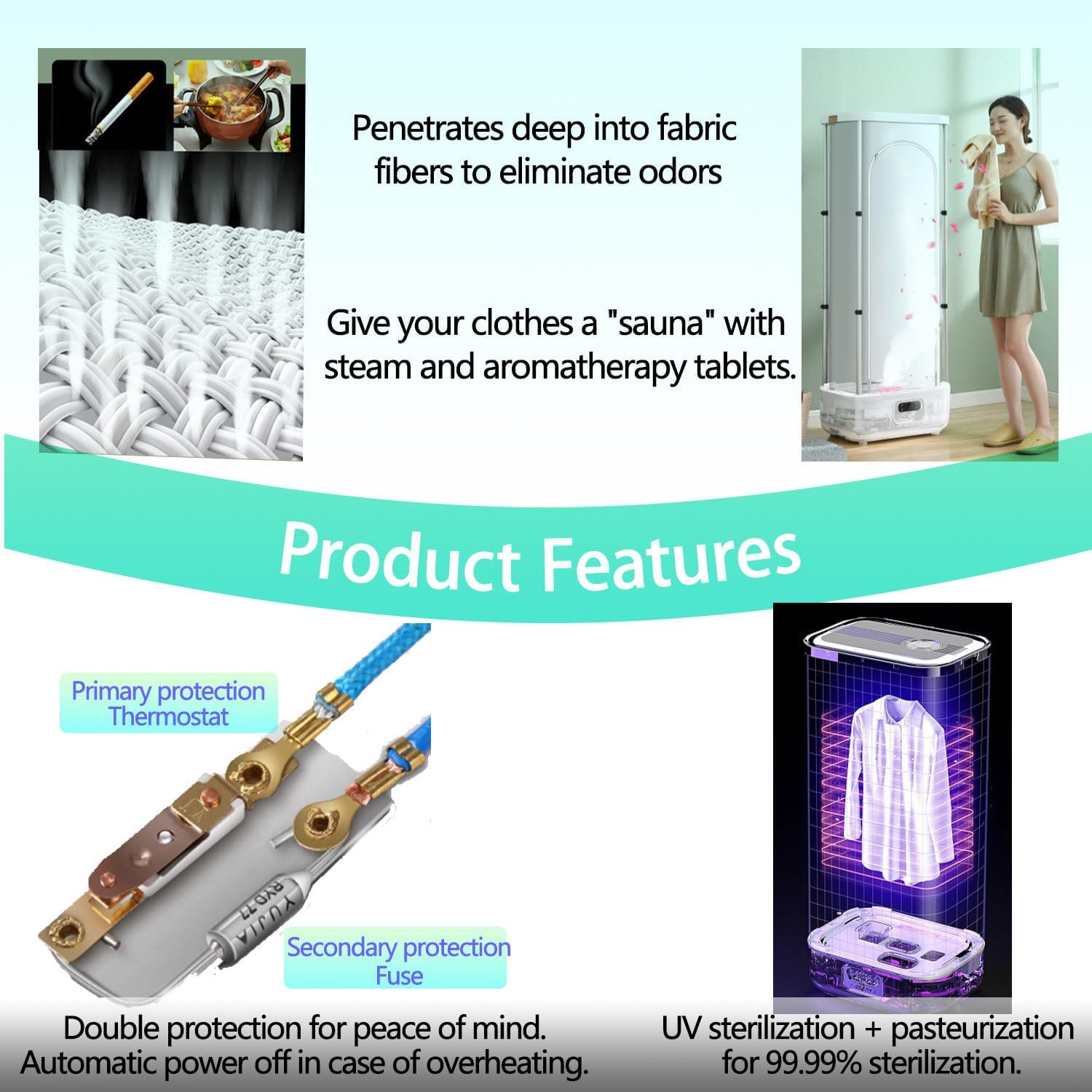Steam Closet，The Built-in Sensor，Portable Steam Drying Smart Machine，Store 10kg Clothes，900w Turbo Steam for Emergency Quick Drying